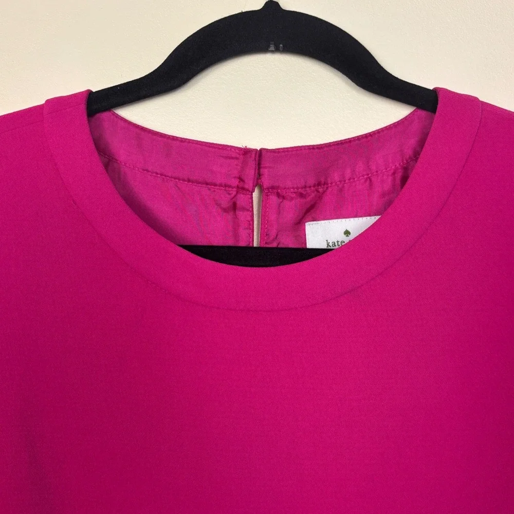 KATE SPADE Demi Scallop Shift Mini Dress Sweetheart Pink Women Size 4 3/4 Sleeve